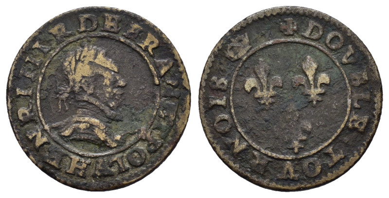 FRANCE.Henri III, Double Tournois n.d. AE Undated.

Weight : 2.87 gr
Diameter : ...