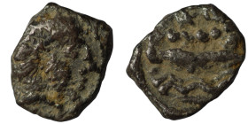 Phoenicia. Arados. Uncertain king. (circa 4th century BC) AR Obol. Obv: laureate head of Ba'al-Arwad to right. Rev: Galley to right, above waves. 10mm...