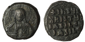 Basil II. and Constantine VIII. (1020-1028 AD). Follis. Constantinople. Obv: bust of Christ facing holding book. Rev: legend in four lines. 26mm, 7,94...