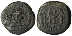 Heraclius. (610-641 AD) Æ Follis. Nikomedia. Obv: Heraclius holding globus cruciger facing. Rev: ANNO M. 29mm, 11,04g