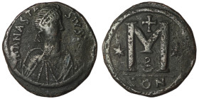 Anastasius I. (491-518 AD). Follis. Constantinople. Obv: D N ANASTAIUS P P AVG. diademed bust of Anastasius right. Rev: M / CON. 35mm, 18,07g