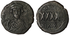 Phocas. (605-606 AD). Æ 40 Nummi. Nikomedia. Obv: bust of Phocas facing. Rev: ANNO XXXX. 29mm, 11,09g