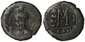 Maurice Tiberius. (582-602 AD). Follis. Constantinople. Obv: bust of Maurice Tiberius facing. Rev: A/N/N/O M. 29mm, 13,69g