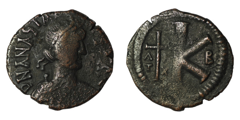 Anastasius I. (491-518 AD). 1/2 Follis. Antioch. Obv: D N ANASTAIUS P P AVG. dia...