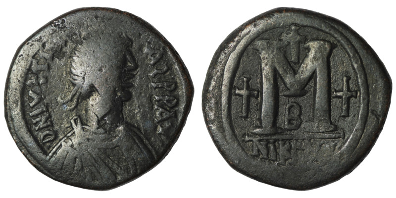 Justinian I. (527-565 AD) Æ Follis. Nikomedia. Obv: D N IVSTINIANVS PP AVI. diad...