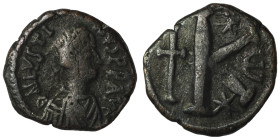 Justin I. (518-527 AD) Æ 1/2 Follis.Obv: D N IVSTINVS P P AVG. diademed bust right. Rev: K. 26mm, 8,42g
