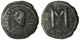 Anastasius I. (491-518 AD). Follis. Constantinople. Obv: D N ANASTAIUS P P AVG. diademed bust of Anastasius right. Rev: M / CON. 35mm, 16,32g