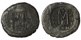 Maurice Tiberius. (582-602 AD). Follis. Constantinople. Obv: bust of Maurice Tiberius facing. Rev: A/N/N/O M. 30mm, 11,12g