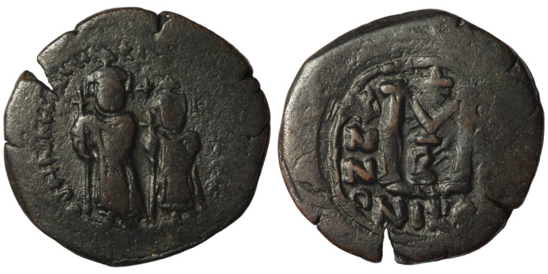 Heraclius and Heraclius Constantine. (610-641 AD) Æ Follis. Nikomedia. Obv: Hera...