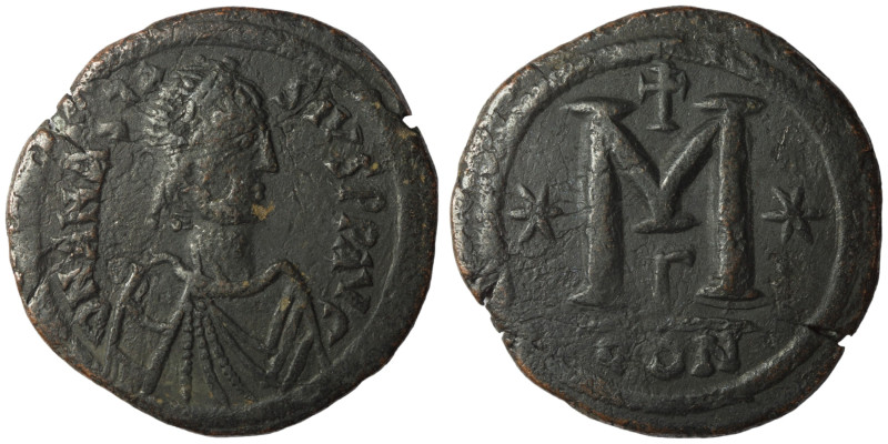 Anastasius I. (491-518 AD). Follis. Constantinople. Obv: D N ANASTASIVS P P AVG....