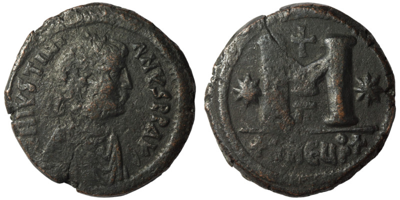 Justinian I. (527-565 AD) Æ Follis. Theoupolis. Obv: D N IVSTINIANVS PP AVI. dia...