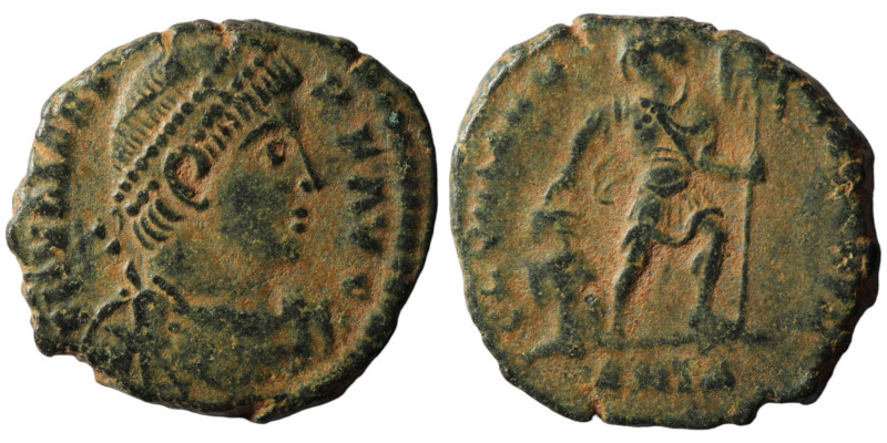 Valens. (364-367 AD). Æ Follis. Antioch. Obv: D N VALENS P F AVG. perl-diademed ...