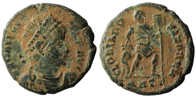 Valens. (364-367 AD). Æ Follis. Antioch. Obv: D N VALENS P F AVG. perl-diademed ...