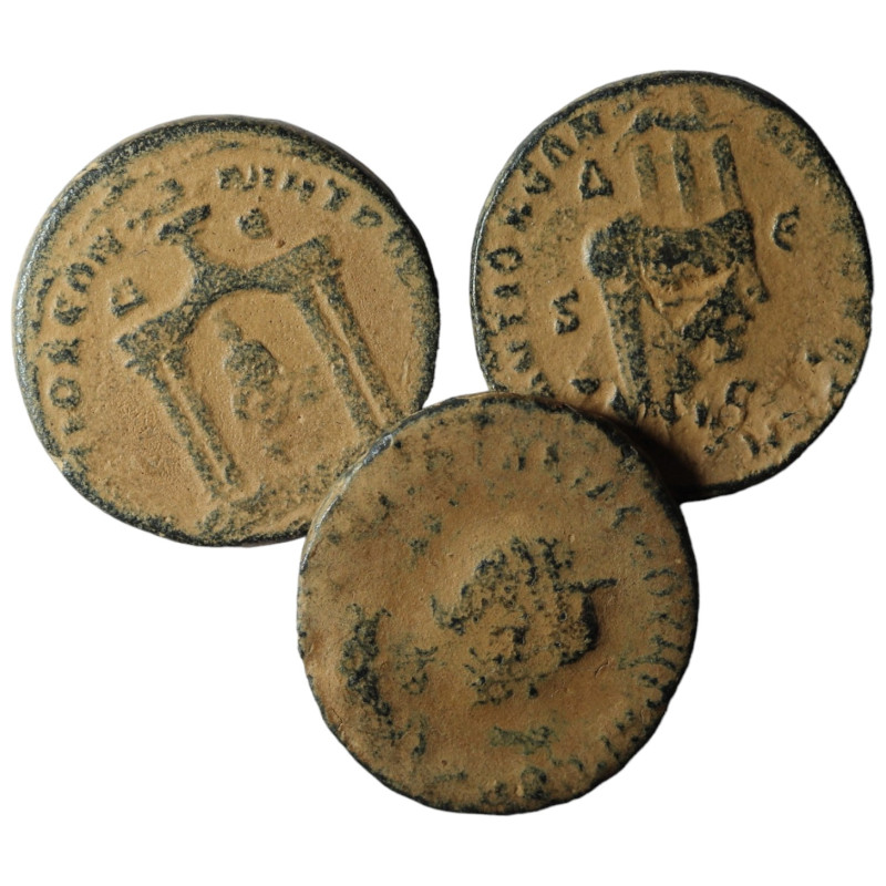 Lot of 3 Roman Provincial bronze coins. artificial sandpatina. sold as seen, no ...