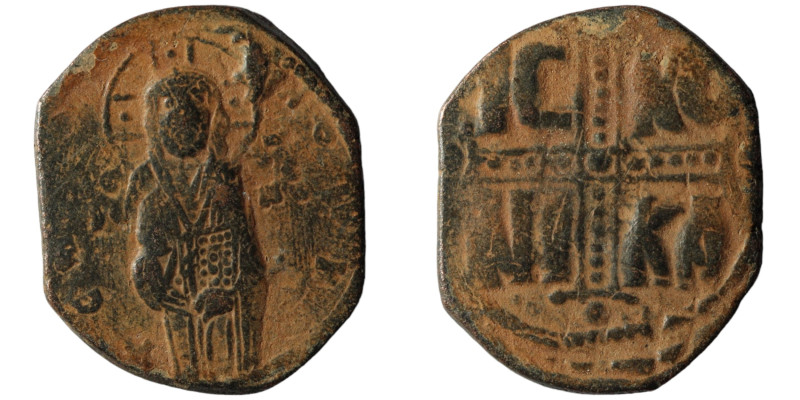 Michael IV. the Paphlagonian. (around 1040 AD). Æ Follis. Constantinople. artifi...