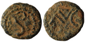 Phoenicia. Berytos. time of Augustus. (27 BC - 14 AD) Æ Bronze. (14mm, 1,61g) Obv: Lituus. Rev: AVG. artificial sandpatina.
