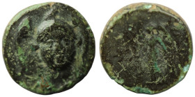 Seleucid Kingdom. Antiochos I. Soter. (281-261 BC). Bronze Æ. (14mm, 2,27g) Smyrna on Sardes. Obv: helmeted head of Athena facing. Rev: Nike advancing...