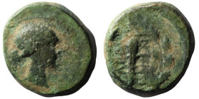 Lydia. Sardes. (2nd-1st Century BC). Bronze Æ. (15mm, 4,53g) Obv: laureate head of Apollo right. Rev: club within wreath.