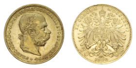 AUSTRIA FRANCESCO GIUSEPPE I 20 CORONA 1896 AU. 6,80 GR. SPL-FDC/FDC (COLPETTO)