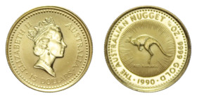 AUSTRALIA ELISABETTA II 15 DOLLARS 1990 CANGURO AU. 3,15 GR. PROOF