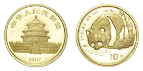 CHINA 10 YUAN 1987 PANDA AU. 3,12 GR. PROOF (LEGGERI SEGNETTI)