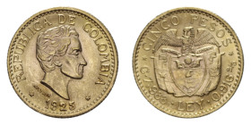 COLOMBIA 5 PESOS 1925 AU. 7,99 GR. FDC
