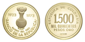 COLOMBIA 1500 PESOS 1973 MUSEO DELL'ORO AU. 19,08 GR. PROOF