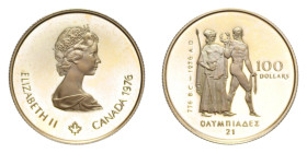 CANADA ELISABETTA II 100 DOLLARS 1976 NC AU. 16,94 GR. PROOF (SEGNETTI)
