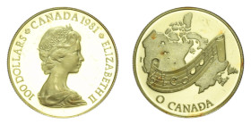 CANADA ELISABETTA II 100 DOLLARS 1981 AU. 16,95 GR. PROOF (SEGNETTI)