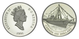 CANADA ELISABETTA II 100 DOLLARS 1991 AU. 13,26 GR. PROOF (SEGNETTI)