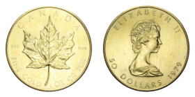 CANADA ELISABETTA II 50 DOLLARS 1979 AU. 31,20 GR. qFDC (SEGNETTI)