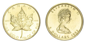 CANADA ELISABETTA II 5 DOLLARS 1982 AU. 3,13 GR. PROOF (SEGNETTI)