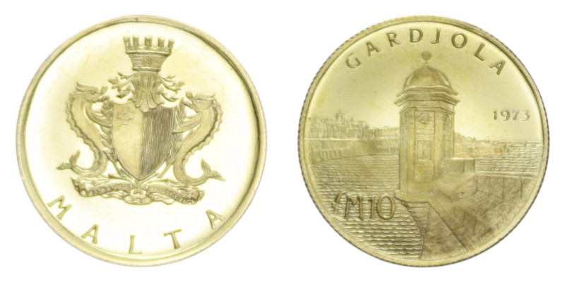 MALTA 10 POUNDS 1973 AU. 3,01 GR. PROOF