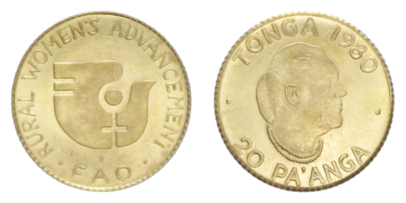 TONGA 20 PA' ANGA 1980 FAO AU. 0,83 GR. FDC