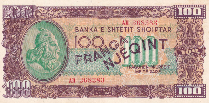 Albania, 100 Franga, 1945, UNC, p17
Estimate: USD 30-60