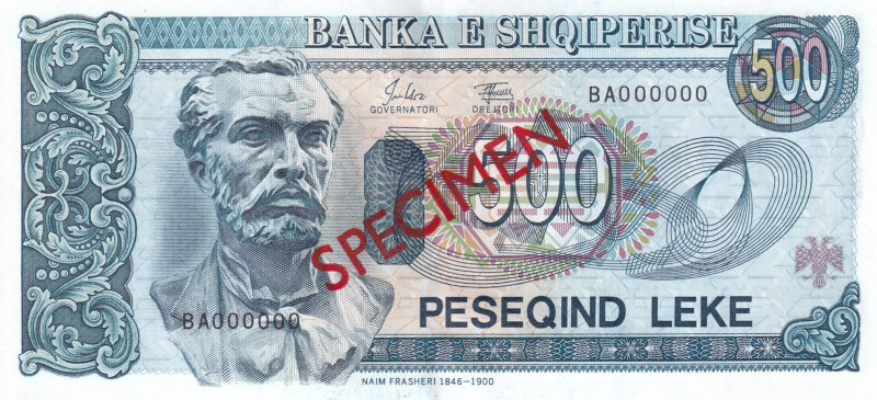 Albania, 500 Leke, 1994, UNC, p57s, SPECIMEN
Estimate: USD 50-100