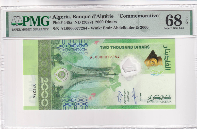 Algeria, 2.000 Dinars, 2022, UNC, p148a, PMG 68 EPQ, High Condition
, Commemorat...