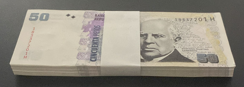 Argentina, 50 Pesos, 2003/2015, UNC, p356, BUNDLE, (Total 100 Banknotes)
Estimat...