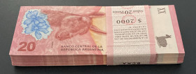 Argentina, 20 Pesos, 2017, UNC, p361, BUNDLE, (Total 100 Banknotes)
Estimate: USD 50-100
