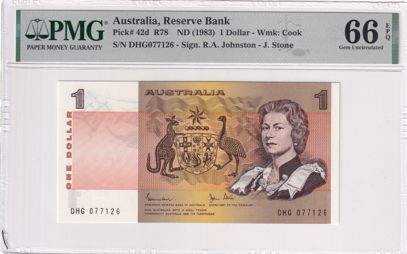 Australia, 1 Dollar, 1983, UNC, p42d, PMG 66 EPQ, Queen Elizabeth II. Potrait
Es...