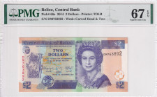 Belize, 2 Dollars, 2014, UNC, p66e, PMG 67 EPQ, High condition
, Queen Elizabeth II. Potrait
Estimate: USD 50-100
