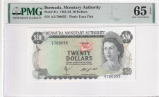 Bermuda, 20 Dollars, 1981/1984, UNC, p31c, PMG 65 EPQ, Queen Elizabeth II. Potrait
Estimate: USD 250-500