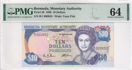 Bermuda, 10 Dollars, 1989, UNC, p36, PMG 64, Queen Elizabeth II. Potrait
Estimate: USD 100-200