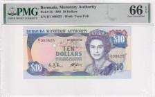 Bermuda, 10 Dollars, 1989, UNC, p36, PMG 66 EPQ, Queen Elizabeth II. Potrait
Estimate: USD 100-200