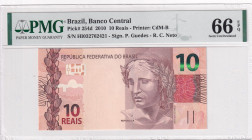 Brazil, 10 Reais, 2010, UNC, p254d, PMG 66 PPQ
Estimate: USD 25-50