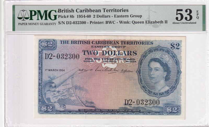 British Caribbean Territories, 2 Dollars, 1954/1960, AUNC, p8b, PMG 53 EPQ, Quee...