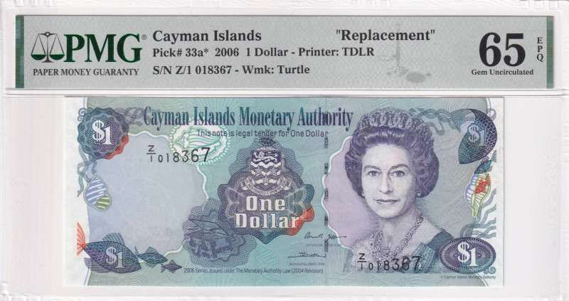 Cayman Islands, 1 Dollar, 2006, UNC, p33a, REPLACEMENT, PMG 65 EPQ, Queen Elizab...