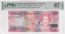 Cayman Islands, 10 Dollars, 2010, UNC, p40a, PMG 67 EPQ, High condition
, Queen Elizabeth II. Potrait
Estimate: USD 50-100