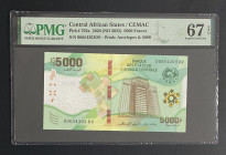 Central African Republic, 5.000 Francs, 2022, UNC, p703a, PMG 67 EPQ, High condition
, CEMAC
Estimate: USD 40-80