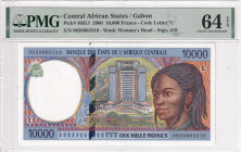 Central African States, 10.000 Francs, 2000, UNC, p405Lf, PMG 64 EPQ, "L'' Gabon
Estimate: USD 75-150